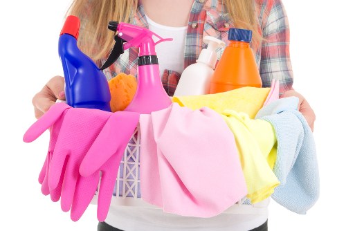 A professional deep cleaning service in an N2 kitchen with detailed attention to surfaces
